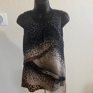 ROZ & ALI Animal Print Chiffon Blouse Sleeveless Size S